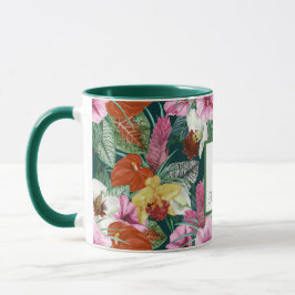 Monogrammed Retro Coastal Paradise Blooms Mugg