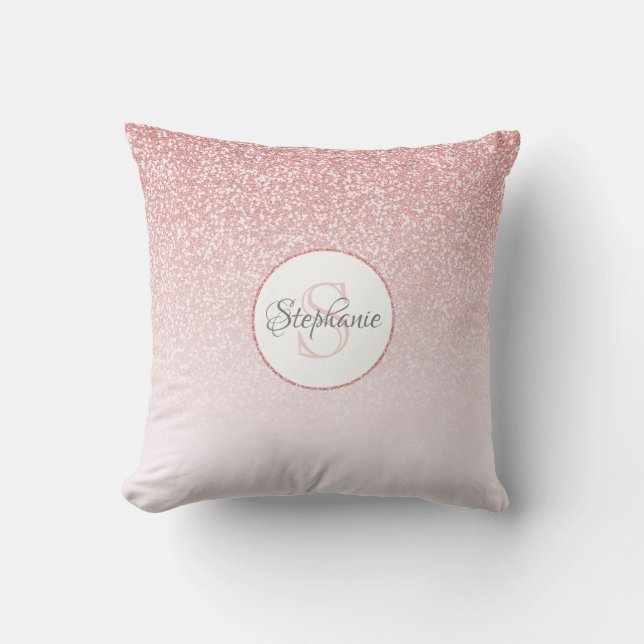 Monogrammed ro Glitter Guld Kudde (Framsida)