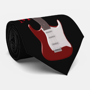 Monogrammed röd elektrisk gitarr slips