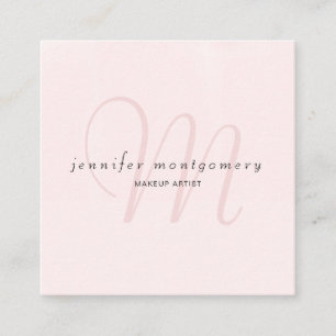 Monogrammed rodna rosa vattenfärg för trendig fyrkantigt visitkort