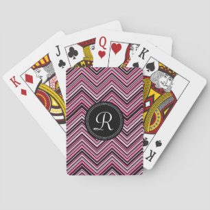 Monogrammed Rosa Black Tribal Chevron Mönster Casinokort