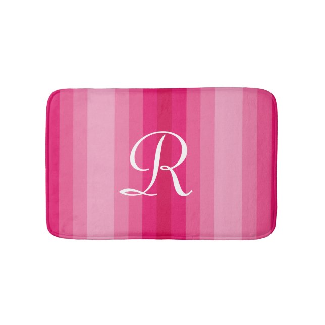 Monogrammed rosa-fälgformad platta badrumsmatta (Framsidan)