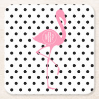 Monogrammed rosa Flamingo + Den svart polkaen