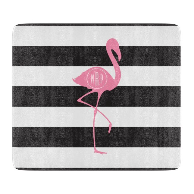 Monogrammed rosa Flamingo + Svart + Vitrandar (Framsidan)
