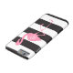 Monogrammed rosa Flamingo + Svart + Vitrandar Case-Mate iPhone Skal (Botten)