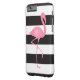 Monogrammed rosa Flamingo + Svart + Vitrandar Case-Mate iPhone Skal (Baksidan Vänster)