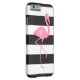 Monogrammed rosa Flamingo + Svart + Vitrandar Case-Mate iPhone Skal (Baksidan/Höger)