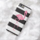 Monogrammed rosa Flamingo + Svart + Vitrandar Case-Mate iPhone Skal (In Situ)