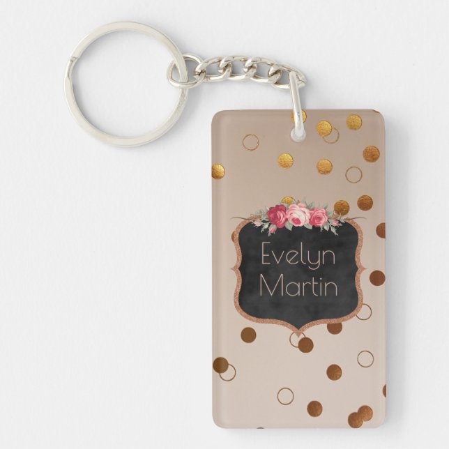 Monogrammed rosa guld pricker den svart tavlan för (Framsidan)