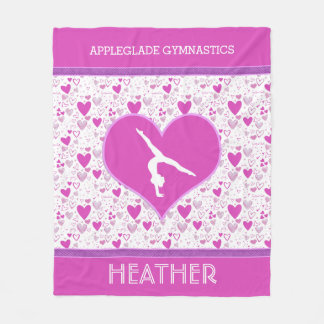 Monogrammed rosa gymnastik för lottohjärtor fleecefilt