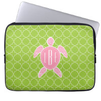 Monogrammed rosa havssköldpaddagrönt Quatrefoil