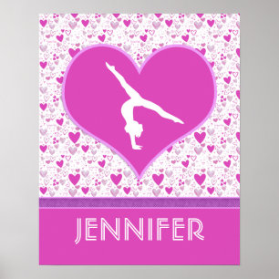 Monogrammed Rosa Lots o'Hearts Gymnastics Poster