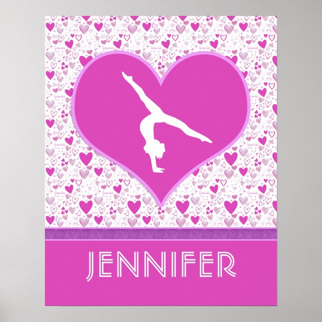 Monogrammed Rosa Lots o'Hearts Gymnastics Poster (Framsidan)