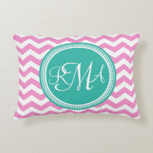 Monogrammed rosa- och krickasparreanpassningsbar prydnadskudde