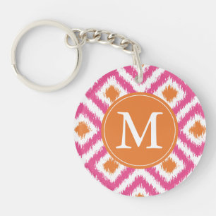 Monogrammed rosa TangerinediamantIkat mönster