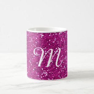 Monogrammed rosaglitteranpassningsbar kaffemugg