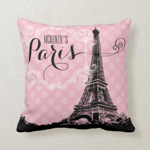 Monogrammed rosor för Paris Eiffel torn Kudde