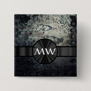 Monogrammed rostig metall knapp