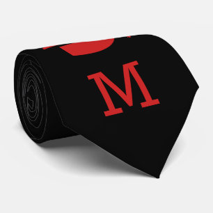 Monogrammed rött svart akademikert lock för slips