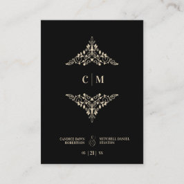 Monogrammed RSVP Gold Wedding Initials Flourish Tilläggskort