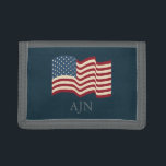 Monogrammed Rustic American Flagga Wallet<br><div class="desc">En rustik amerikansk Flagga dekorerar denna snyggt plånbok. Anpassa den här plånboken till kostym efter dina behov. Designen kommer från originalteckningen.</div>