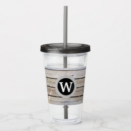 Monogrammed Rustic Wood Take Away Mugg