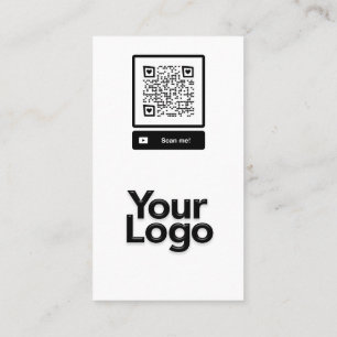 Monogrammed S Black and White Blommigt QR Code Log Visitkort