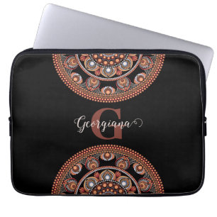 Monogrammed Safari Sunset Bohemian Dot Mandala Laptop Fodral