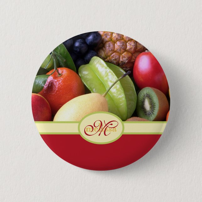 Monogrammed saftiga naturliga läckra nya frukter knapp (Framsida)