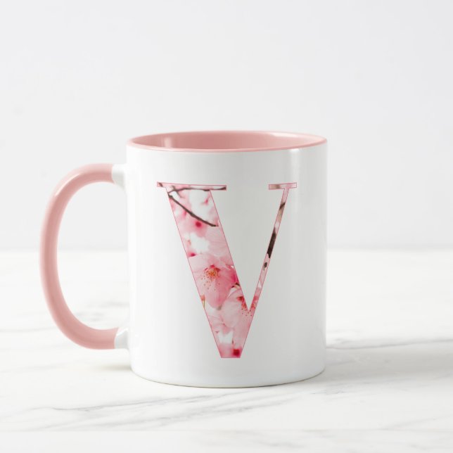 Monogrammed Sakura Mug with Customizable Name Mugg (Vänster)