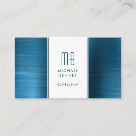 Monogrammed Sea Blue Brown Metallic Foil Consultan Visitkort