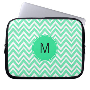 Monogrammed Seafoam Mint Grönt Ziggag Mönster Laptop Fodral