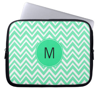 Monogrammed Seafoam Mint Grönt Ziggag Mönster Laptop Fodral