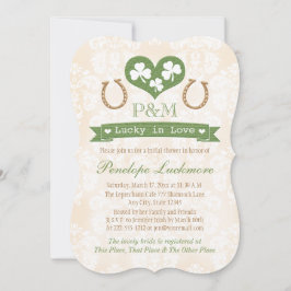 Monogrammed shamrock- och hästskomöhippa inbjudningar