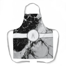 Monogrammed Silver och Black Apron