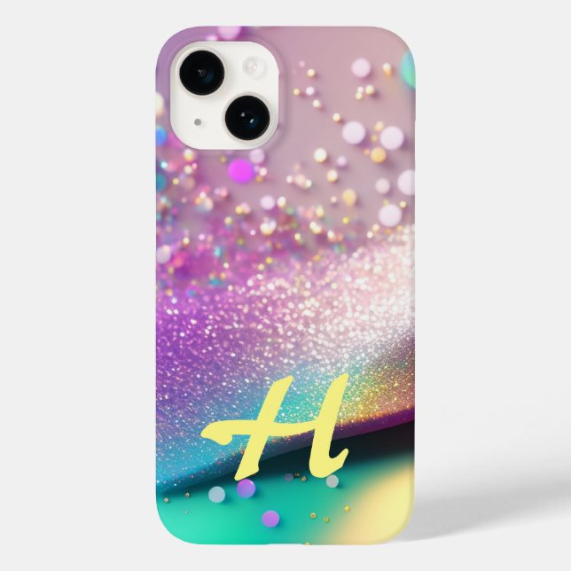 Monogrammed Silver Rainbow Holografiskt Glitter (Baksida)