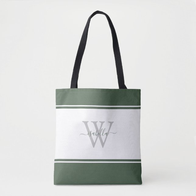Monogrammed skript Initial Evergreen Tygkasse (Framsida)