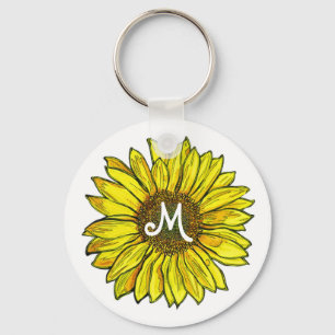 Monogrammed solros nyckelring