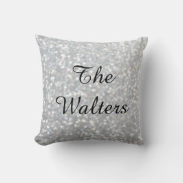 Monogrammed Sparkly Silver Pillow Kudde