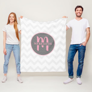Monogrammed sparrenamnrosor fleecefilt