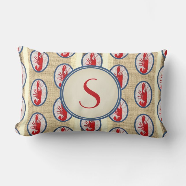 Monogrammed Spiny Sten Lobster Lumbarkudde (Framsida)