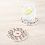 Monogrammed Spiny Sten Lobster Underlägg<br><div class="desc">Monogrammed Spiny Sten Lobster Classic Vintage Rött vitt blått Nautical (i rustic art styling)</div>