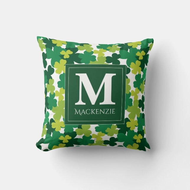 Monogrammed St Patrick's Day med irländsk välsigne Kudde (Framsida)