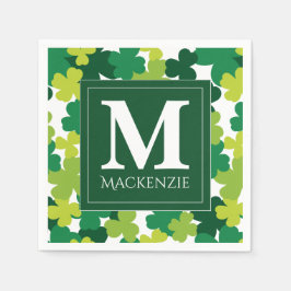 Monogrammed St. Patrick's Day Shamrocks Pappersservett