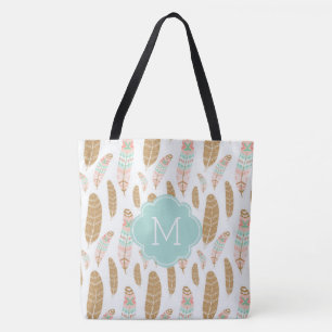 Monogrammed stam- inspirerat mönster för gulliga tygkasse