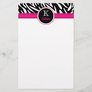 Monogrammed stationärt för moderiktig zebra rän brevpapper