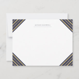 Monogrammed Stationery Navy och Guld Rand Anteckningskort