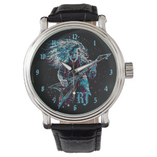 Monogrammed sten på heavy metal armbandsur
