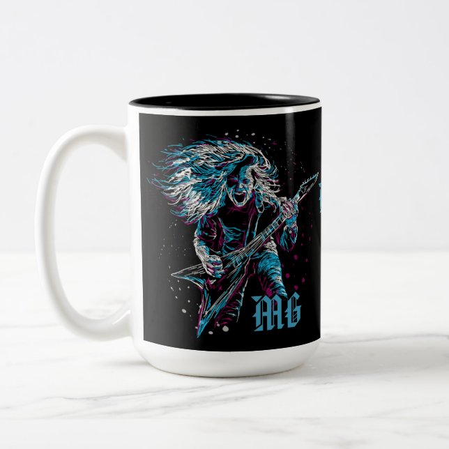 Monogrammed sten på heavy metal Två-Tonad mugg (Vänster)