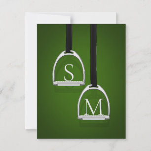 Monogrammed Stirrup Järn Hunter Grönt Equestrian Anteckningskort